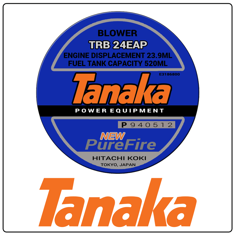 examples of what Tanaka model tags usually look like and a large Tanaka logo