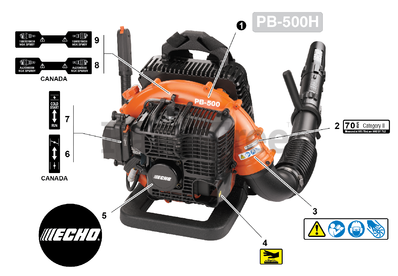 Echo PB500H Echo Backpack Blower Parts (SN P01913001001