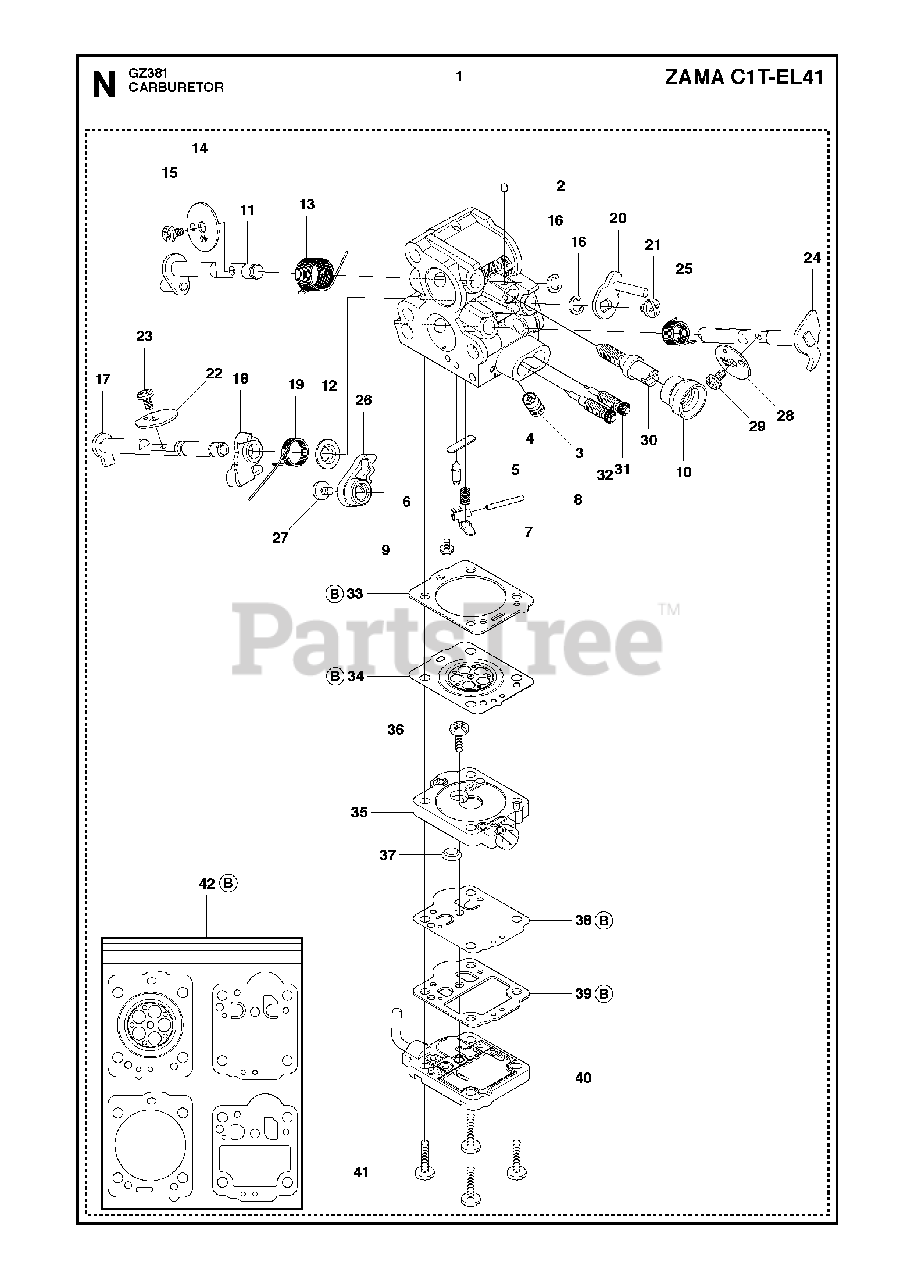 RedMax GZ 381 RedMax Chainsaw CARBURETOR Parts Lookup with Diagrams