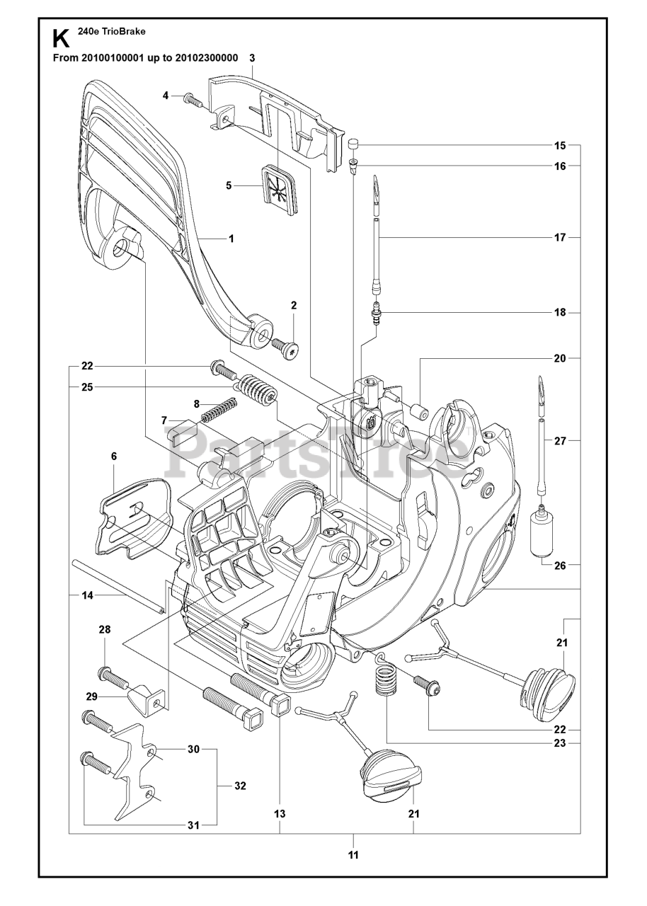 Husqvarna 240 e TRIOBRAKE Husqvarna Chainsaw CHASSIS / FRAME Parts