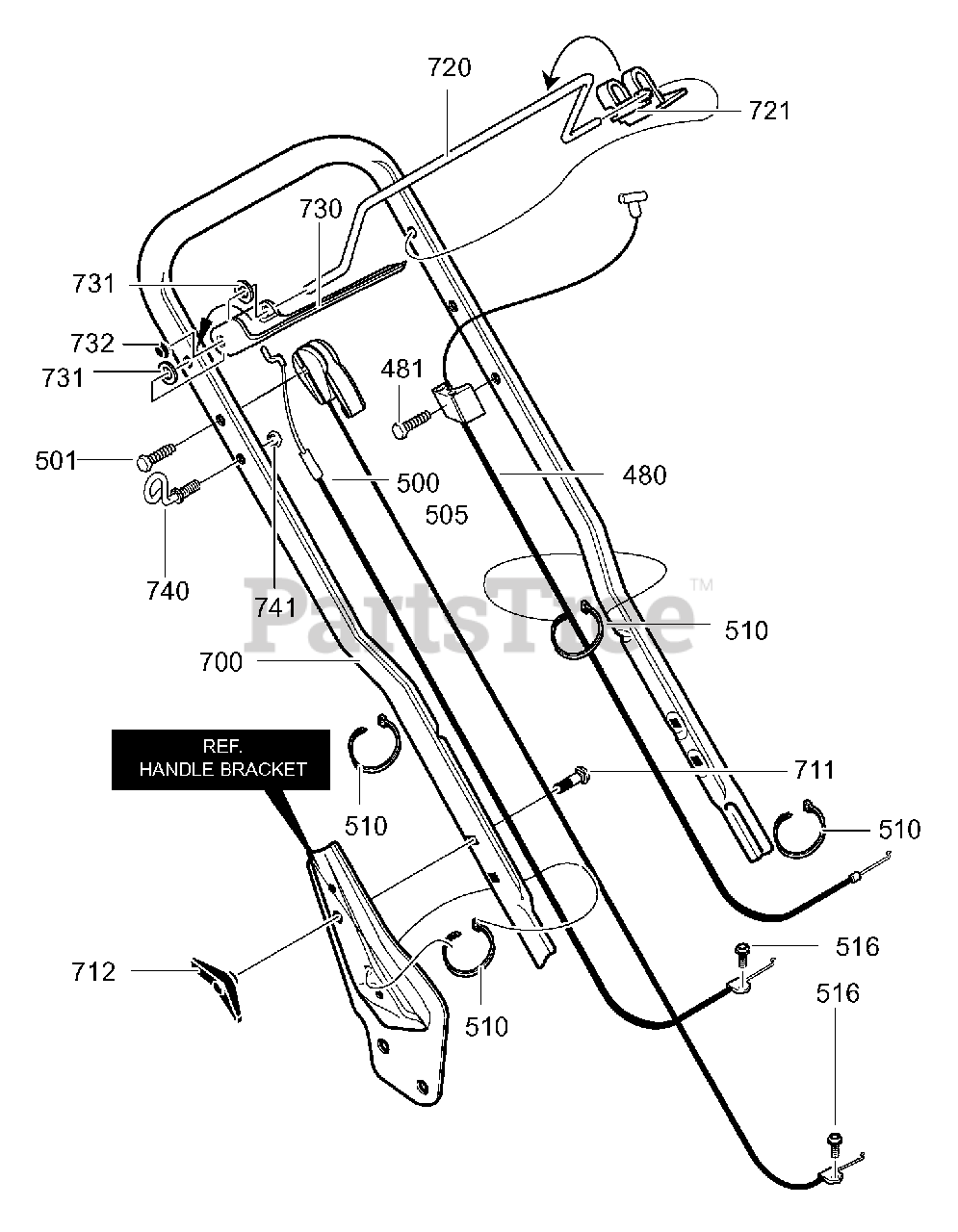 Yard King 21898x89B Yard King 21" WalkBehind Mower (2000) Handle