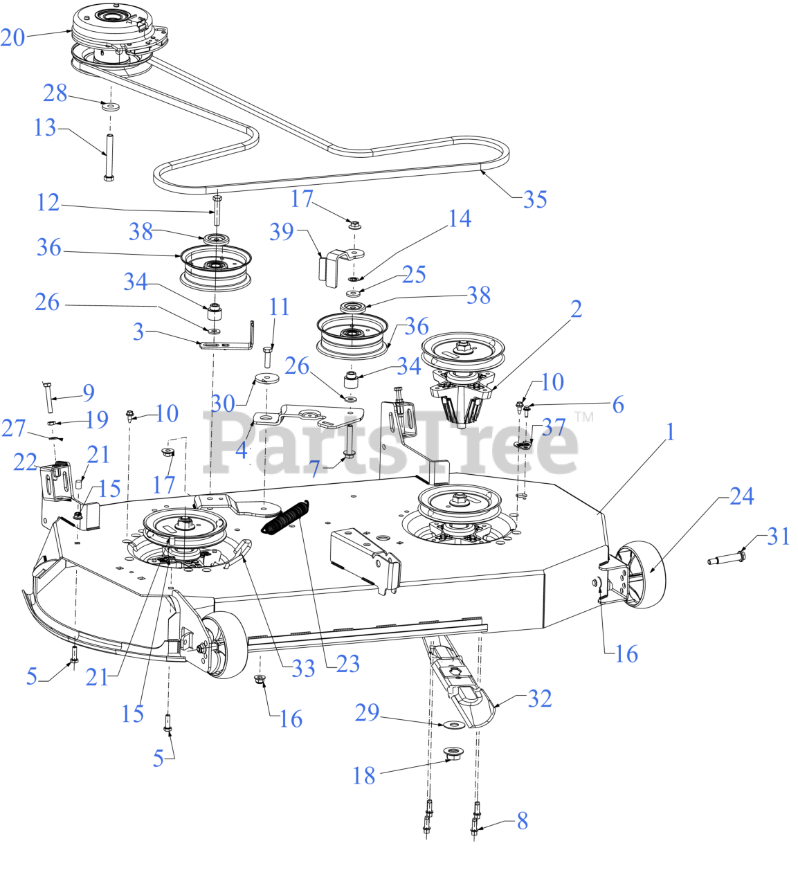Cub Cadet ZTS1 42 KH FAB 17ARGBYEA10 Cub Cadet Ultima 42 Zero Turn Mower Fab Deck Kohler 2023 Deck Parts Lookup with Diagrams PartsTree