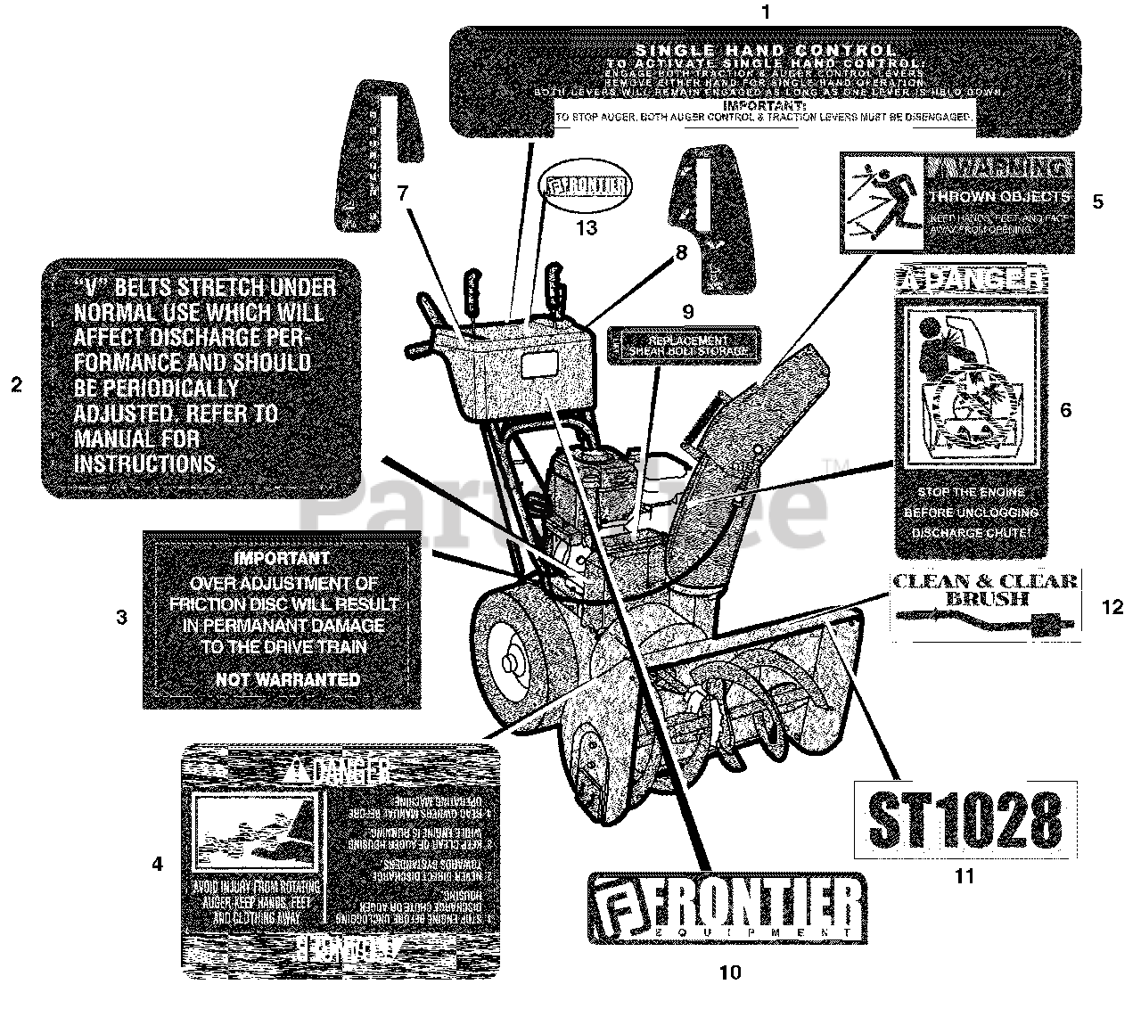 Frontier ST 1028 (628104x16B) Frontier 28" Snow Thrower (2004) Decals