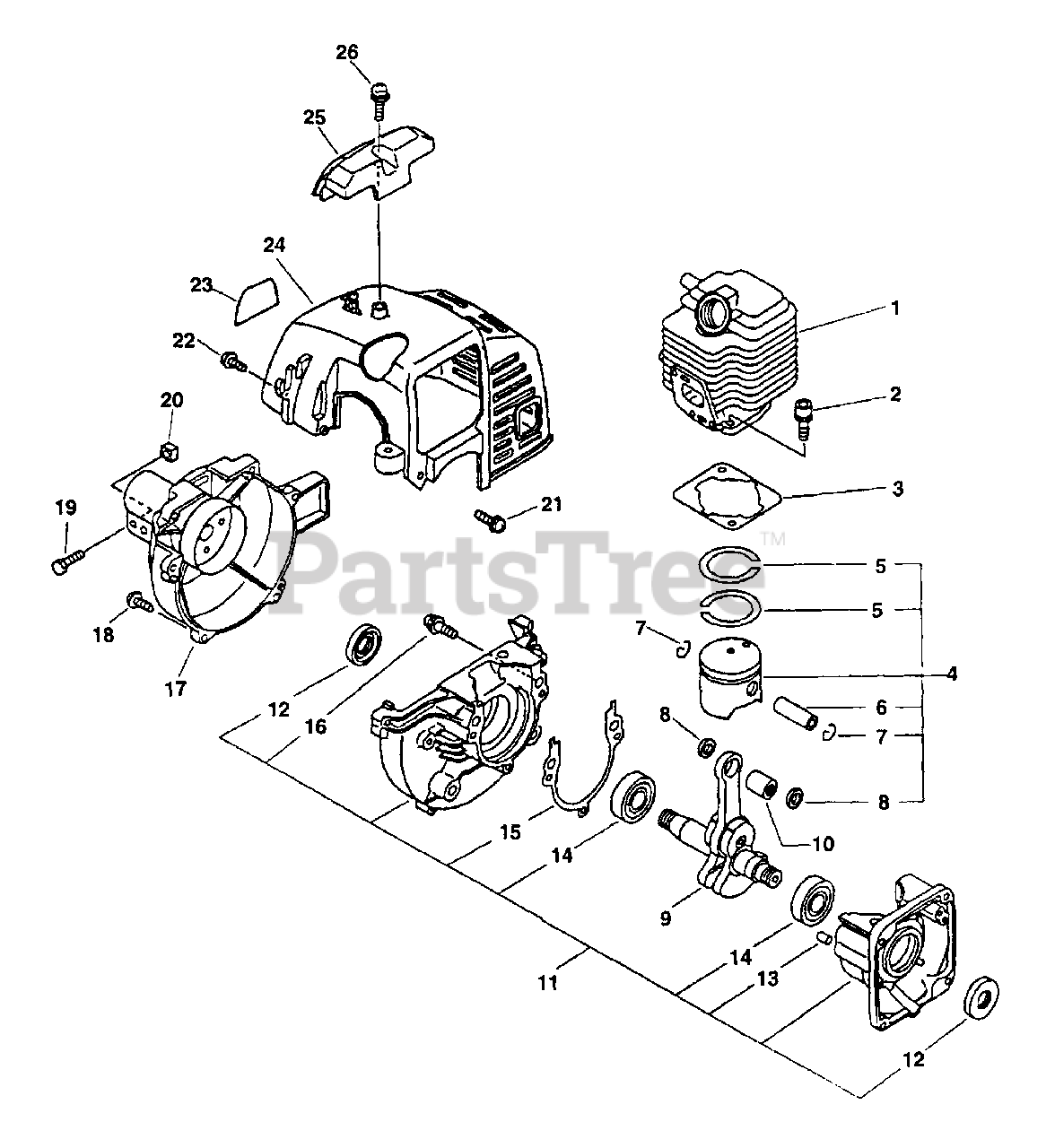 Echo GT 2000 SB Echo String Trimmer Type 1 Engine Fan Housing Cover Parts Lookup with Diagrams PartsTree