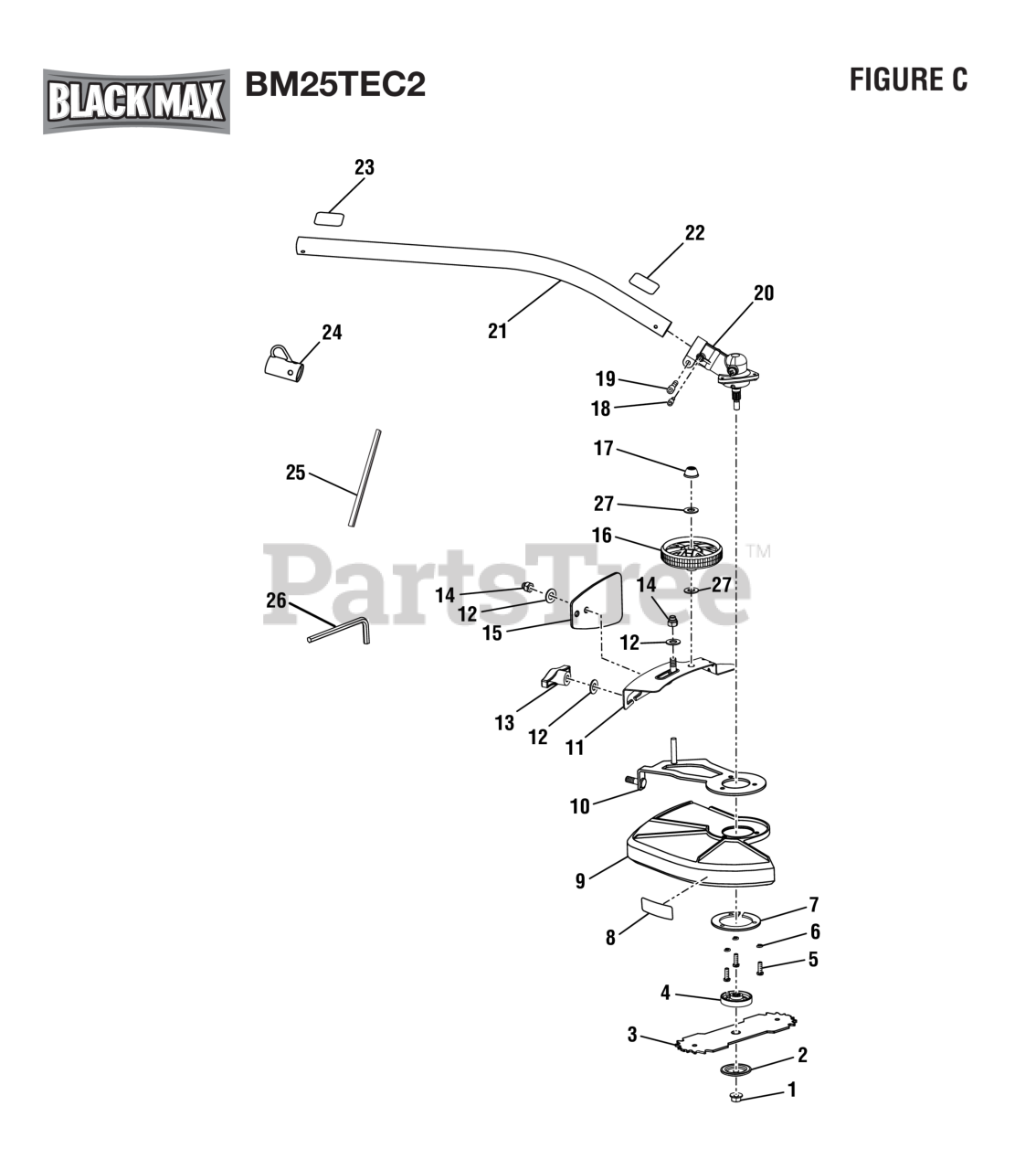 Black Max BM 25 TEC2 (090309045) Black Max Trimmer/Edger, 25.4cc, Rev