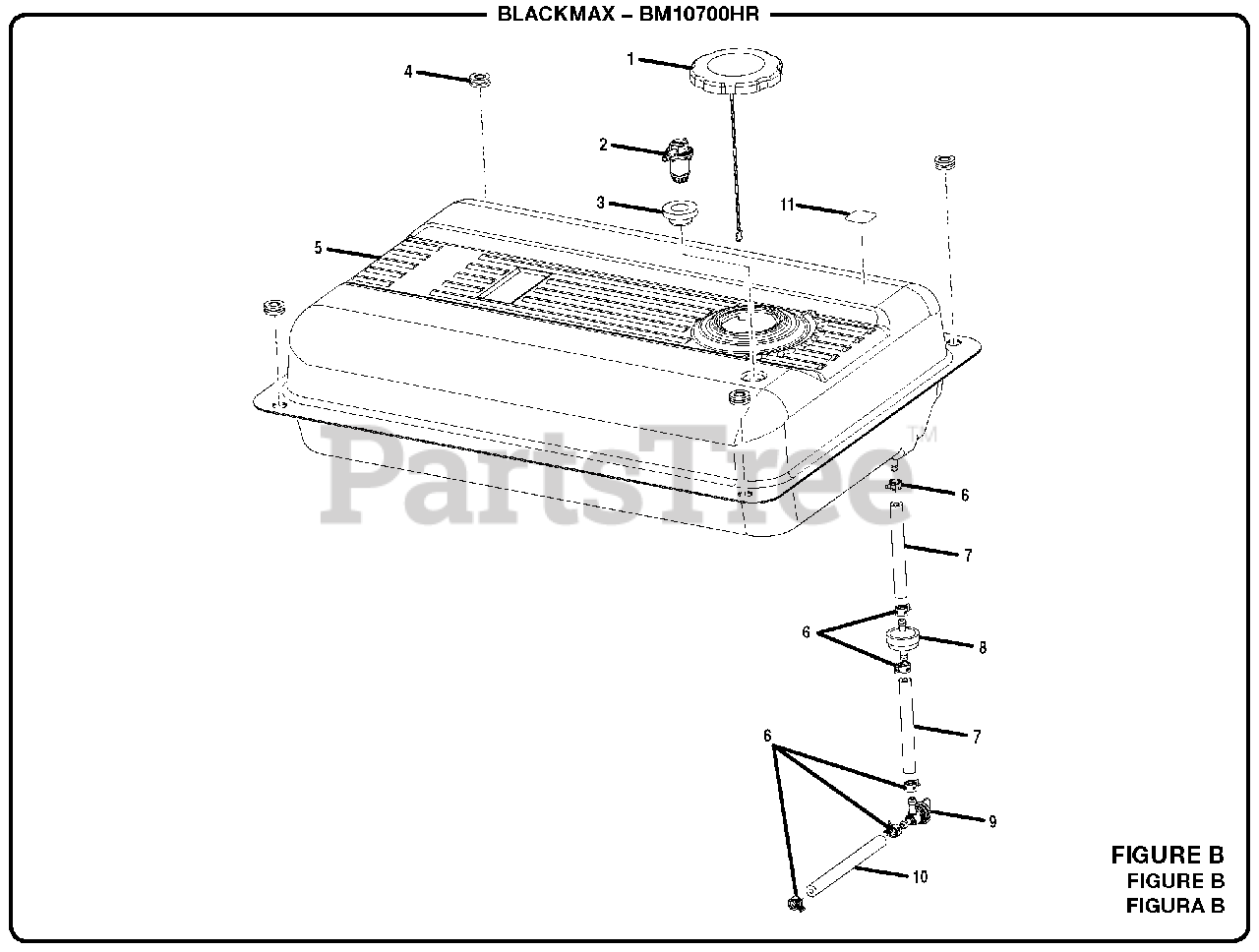 Black Max BM 10700 HR Black Max 7000 Watt Generator Figure B Parts