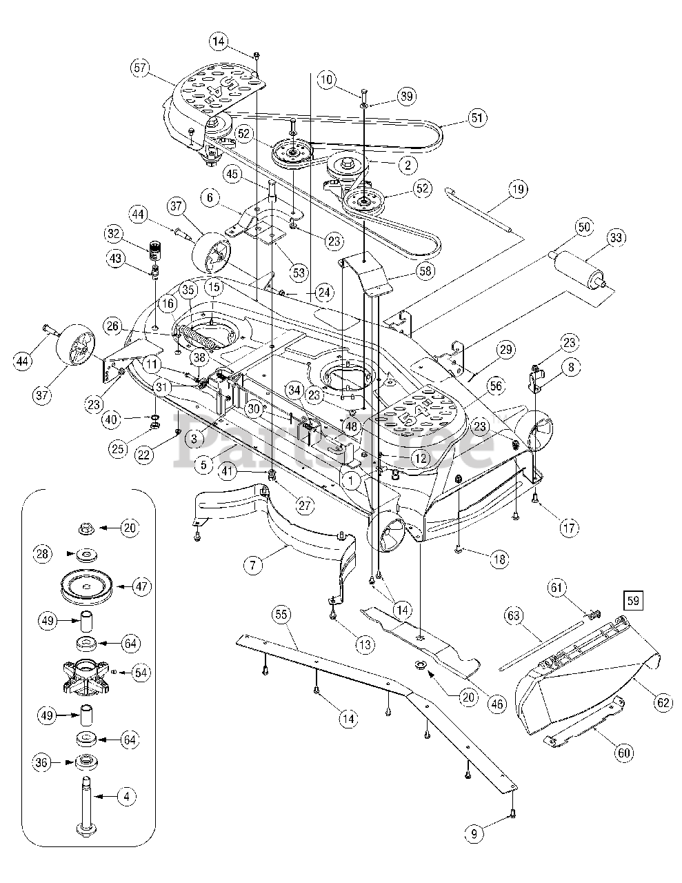 Cub Cadet Parts On The Mower Deck 54 Inch Diagram For Slt