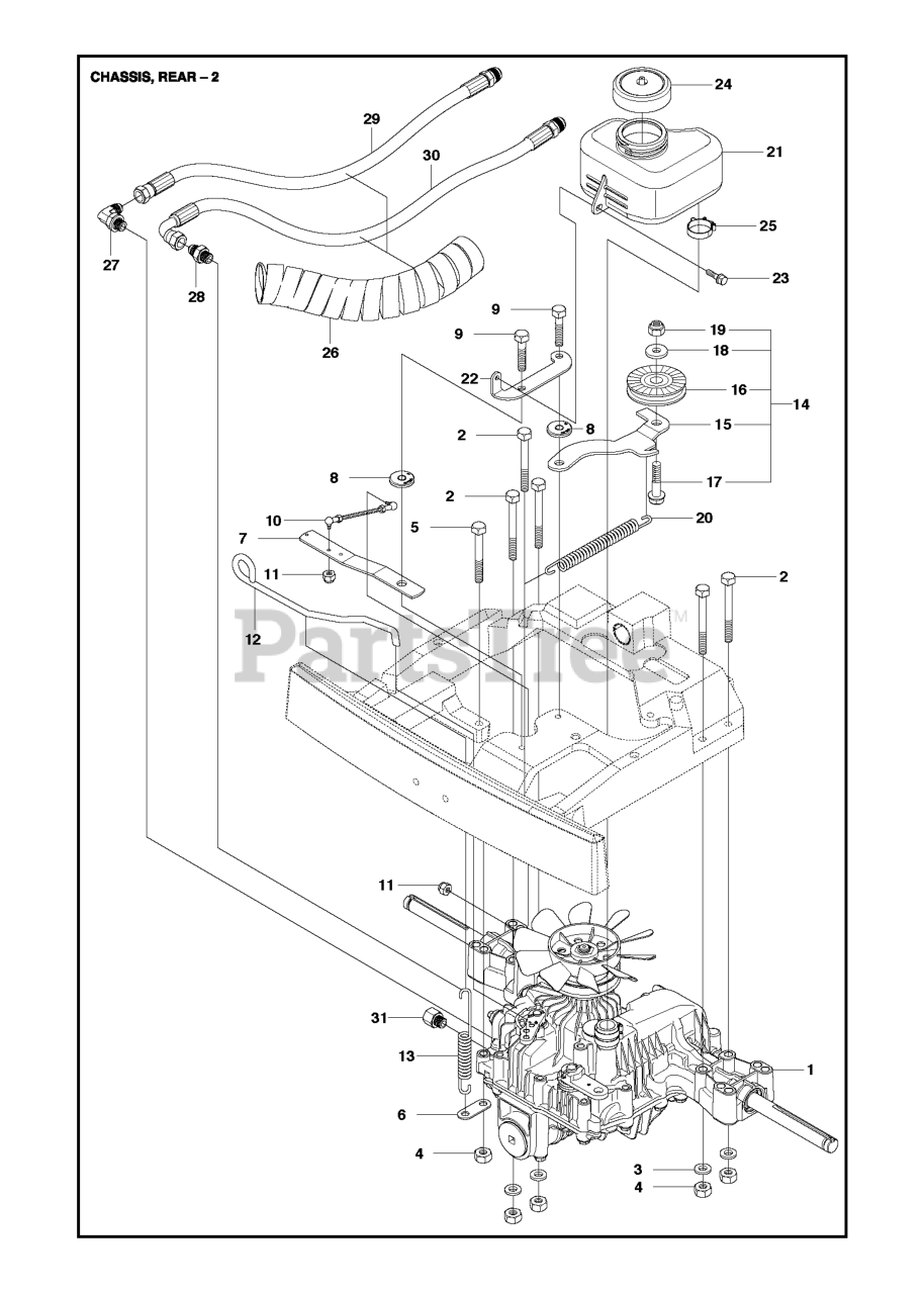 Husqvarna R 216 Husqvarna Swedish Riding Mower (201707) CHASSIS REAR