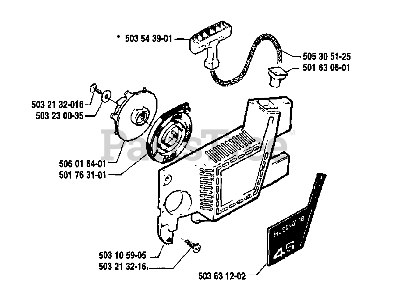 Husqvarna 45 Husqvarna Chainsaw 1991 06 Starter Assembly Parts