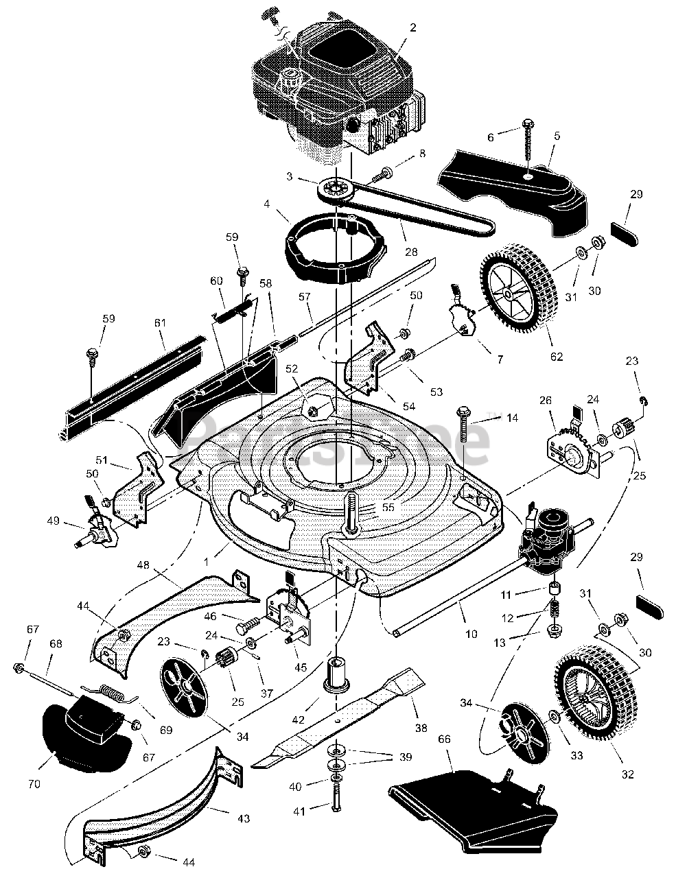 Yard King 228610x89A Yard King 22" WalkBehind Mower (2002) Mower Housing Assembly Parts