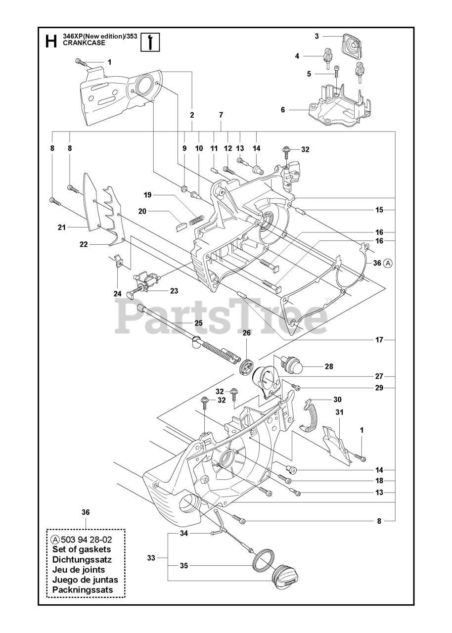 Husqvarna 346 XP Husqvarna Chainsaw CRANKCASE Parts Lookup with
