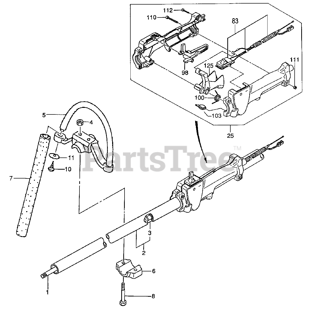 Tanaka TPH260PF Tanaka Pole Hedge Trimmer Handle, Shaft & Throttle