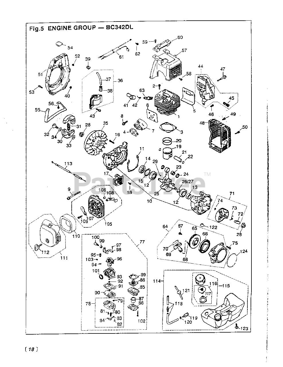 RedMax BC 342 DL - RedMax Brushcutter (1995-01) 018 - ENGINE GROUP