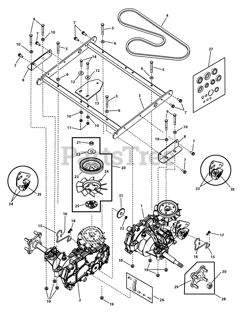 Craftsman C950 60106 1 7800820 A Craftsman ZTS7000 Series 42 Zero Turn Mower 21hp Briggs Stratton Canada 2011 Transaxle Group EZT Parts Lookup with Diagrams PartsTree
