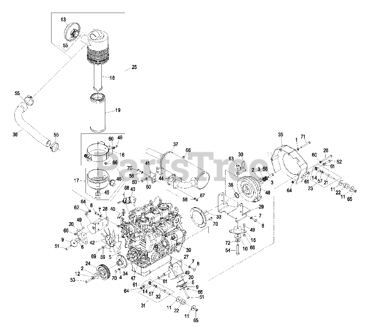 Exmark Lxs25kd665 Exmark 66 Lazer Z Xs Diesel Zero Turn Mower 25hp Kubota Sn 670000 719999 2007 Engine Group Parts Lookup With Diagrams Partstree