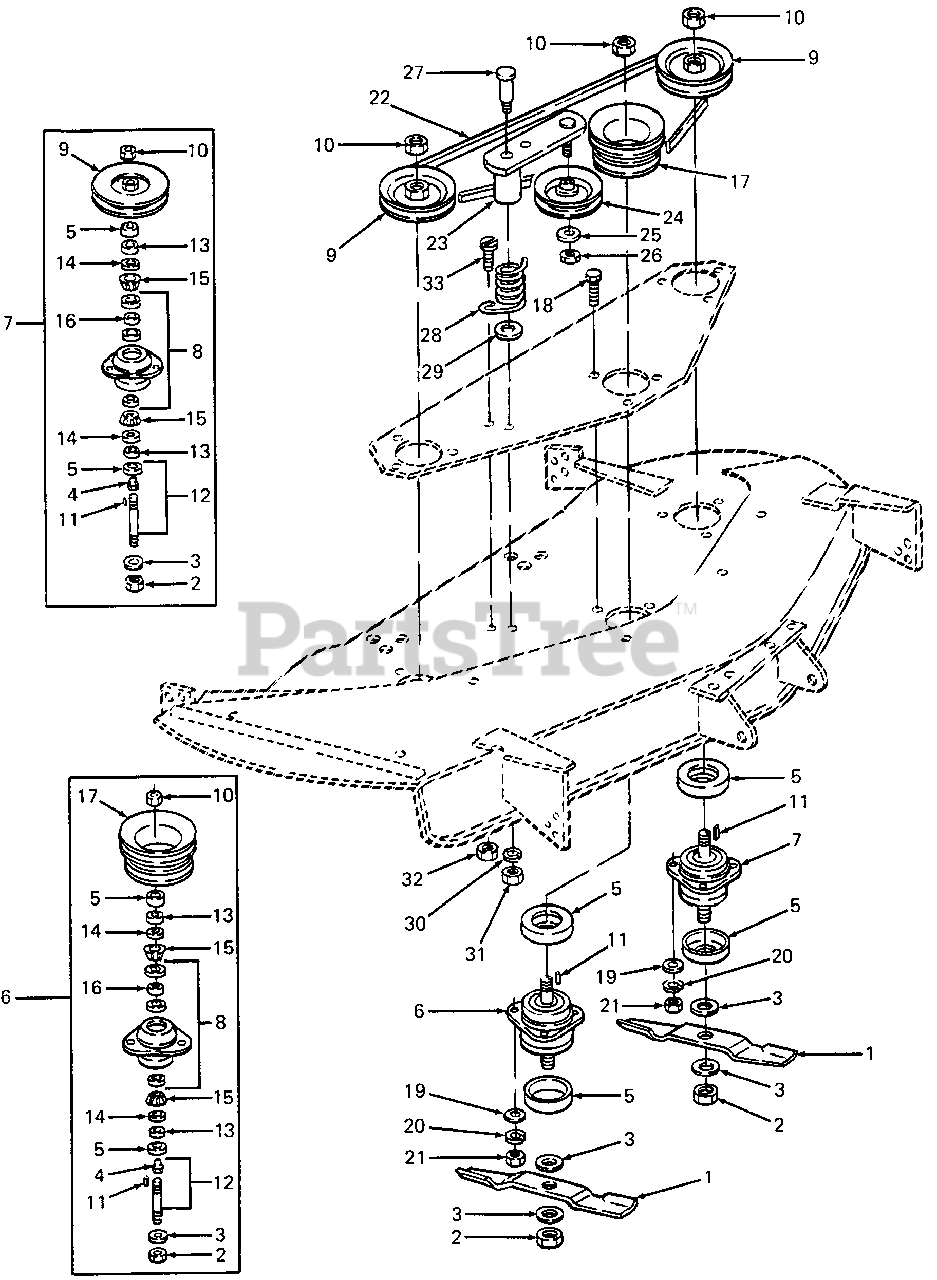 Cub Cadet Parts on the Blades & Spindles Diagram for 358 (190358100