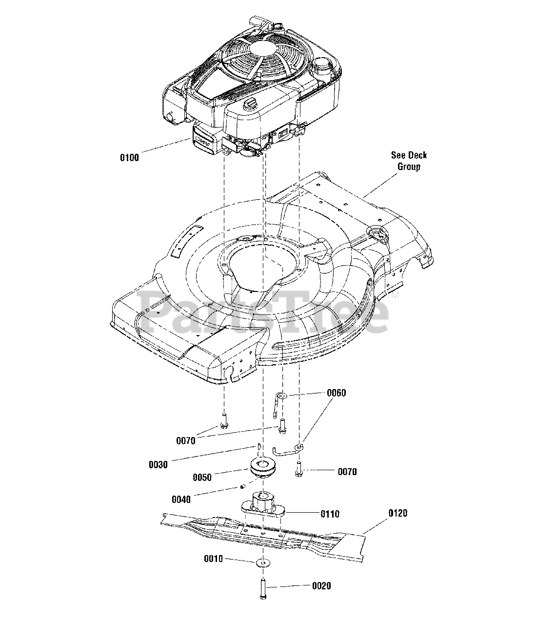 John Deere JS 48 (7800826) John Deere 22" WalkBehind Mower (2012) Engine Group (7502563