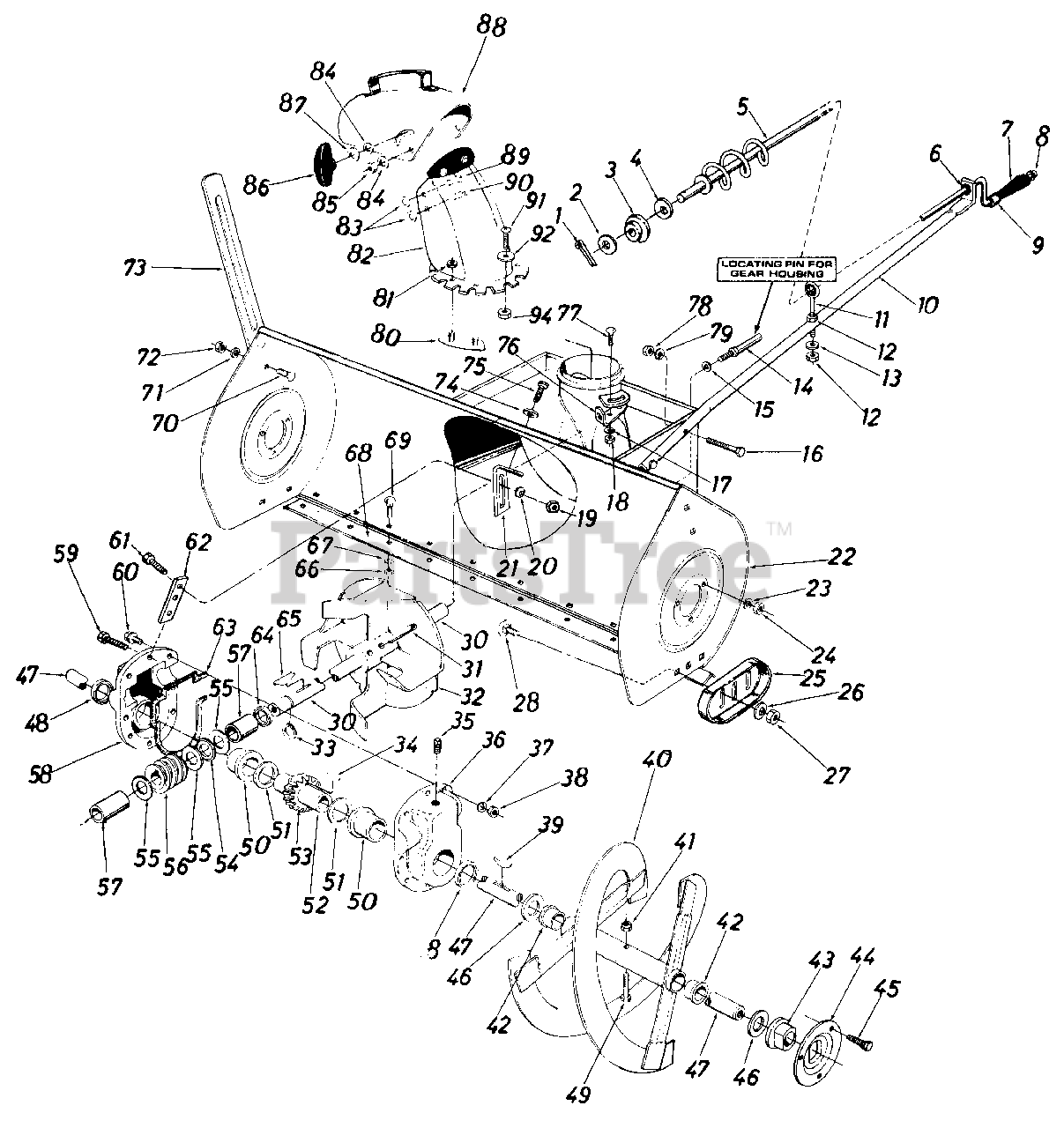 Cub Cadet 364 (190364100) Cub Cadet 45" Snow Thrower Attachment 45