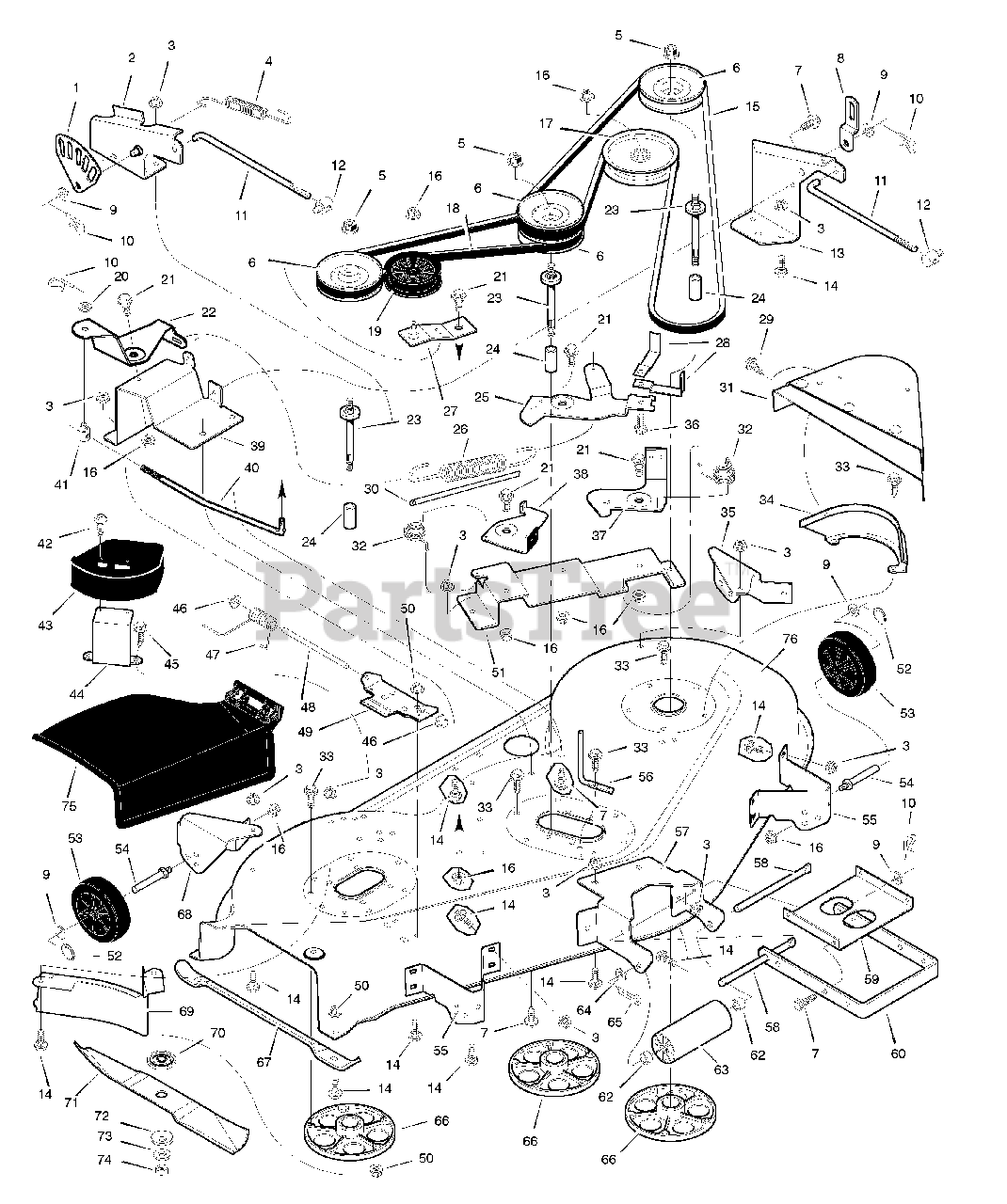 Yard King 52461x89A Yard King 52" Garden Tractor (1998) Mower Housing