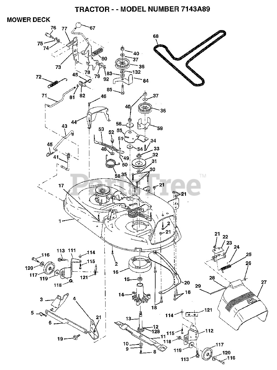 Electrolux AYP 7143 A89 Electrolux AYP Lawn Tractor 1998 MOWER DECK Parts Lookup with Diagrams PartsTree