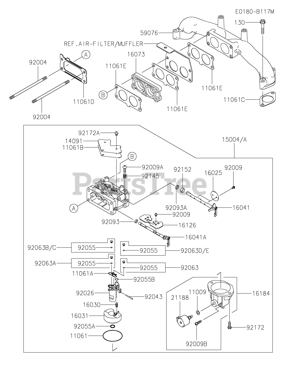 Kawasaki FX751VMS07 Kawasaki Engine CARBURETOR Parts Lookup with
