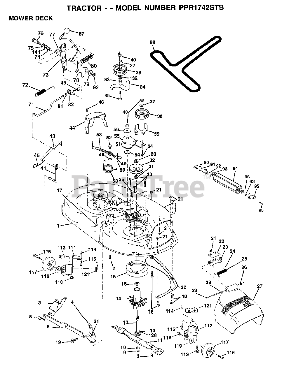 Poulan Pro PPR 1742ST B - Poulan Pro Lawn Tractor MOWER DECK Parts ...