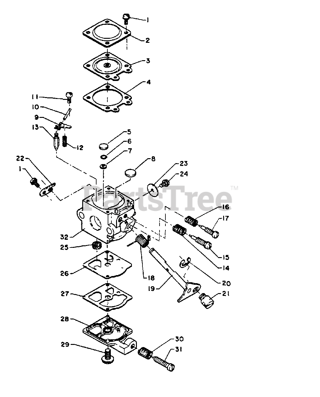 Echo SRM-210 AE - Echo String Trimmer Carburetor Parts Lookup with