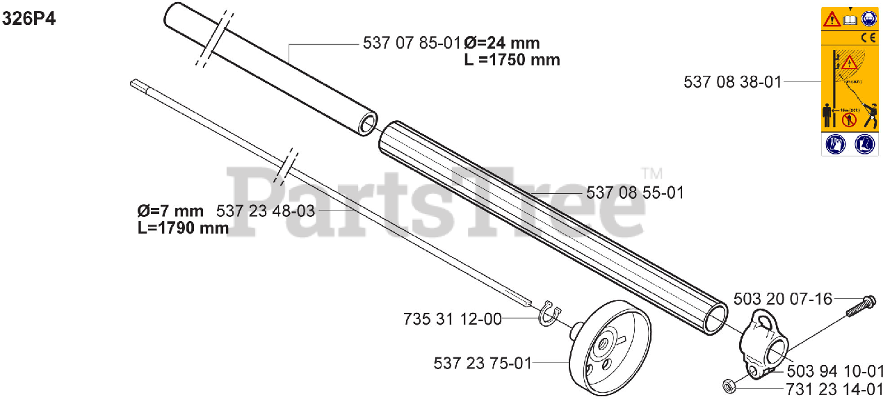 Husqvarna 326 P4 Husqvarna Pole Saw (200607) Shaft/Tube Parts Lookup