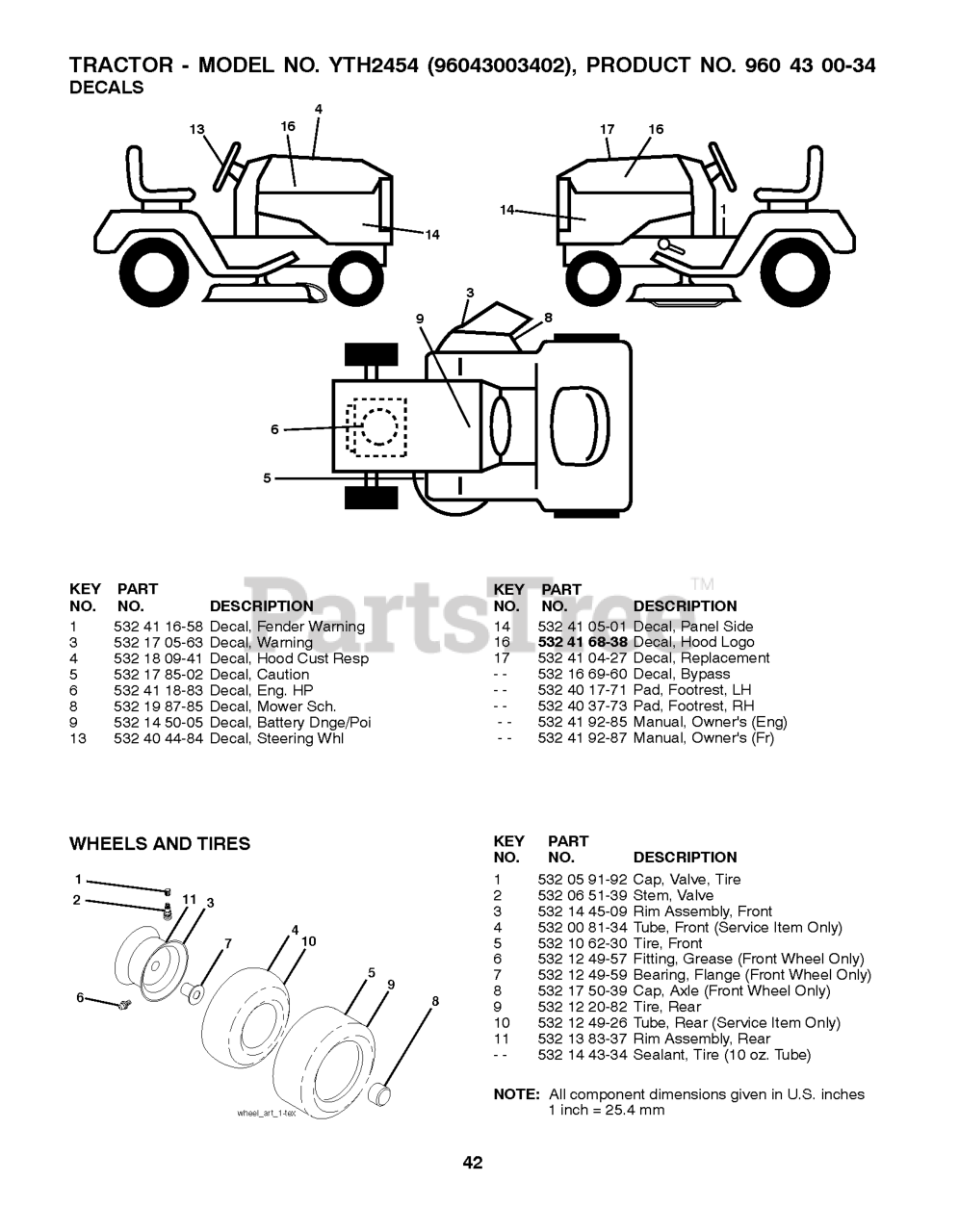 Husqvarna YTH 2454 Husqvarna 54" Yard Tractor (200802) DECALS Parts
