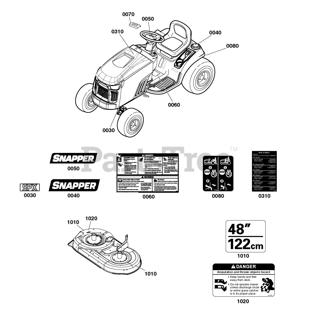 Snapper SPX 2542 (269166302) Snapper LT150 Series 42" Lawn Tractor
