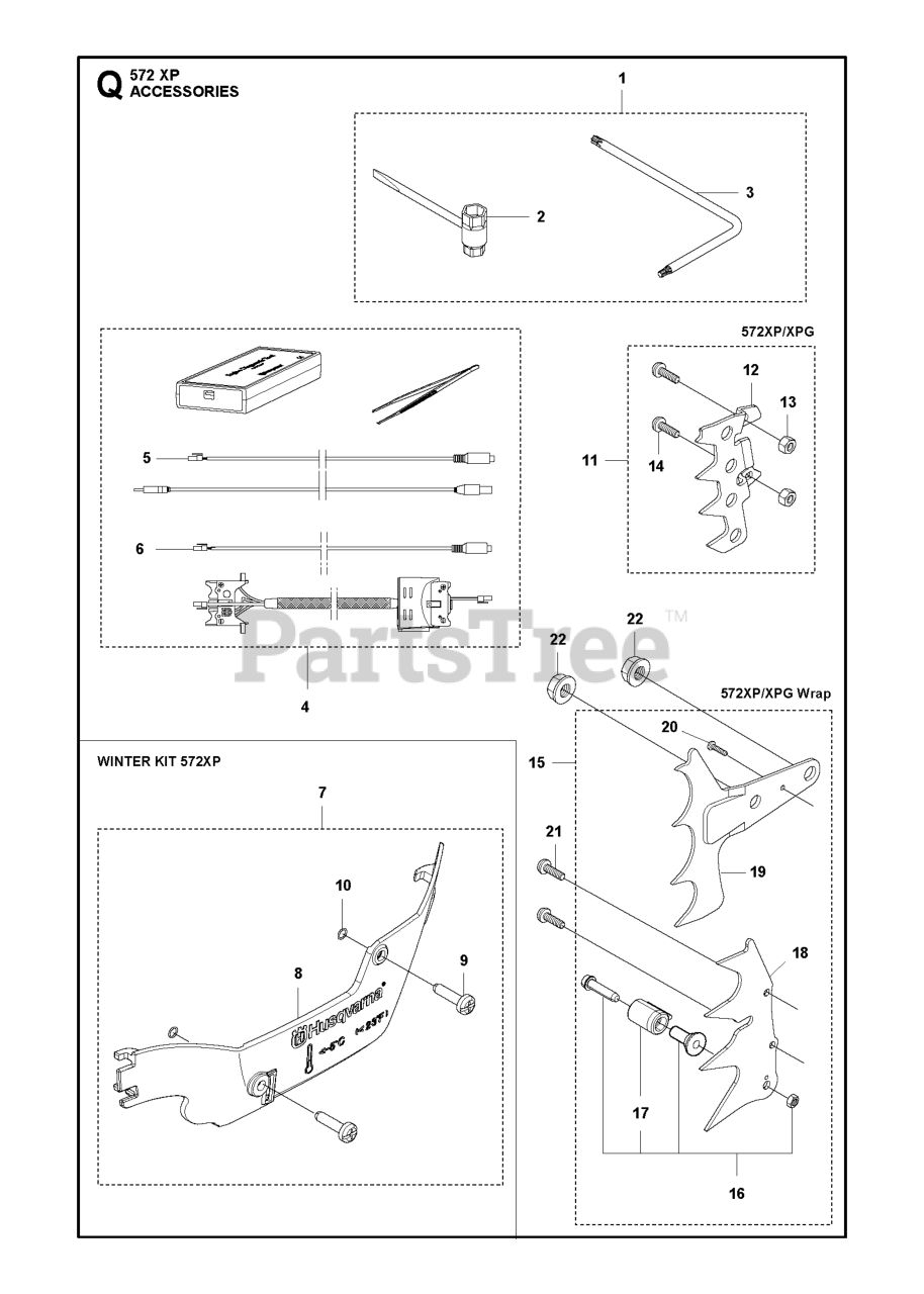 Husqvarna 572 XP/XPG Husqvarna Chainsaw ACCESSORIES Parts Lookup with