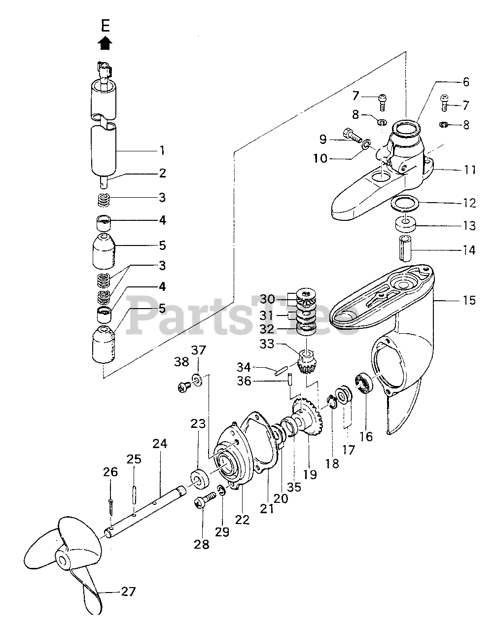 Tanaka TOB25 Tanaka 2.5HP Outboard Engine Drive Shaft Pipe & Gear