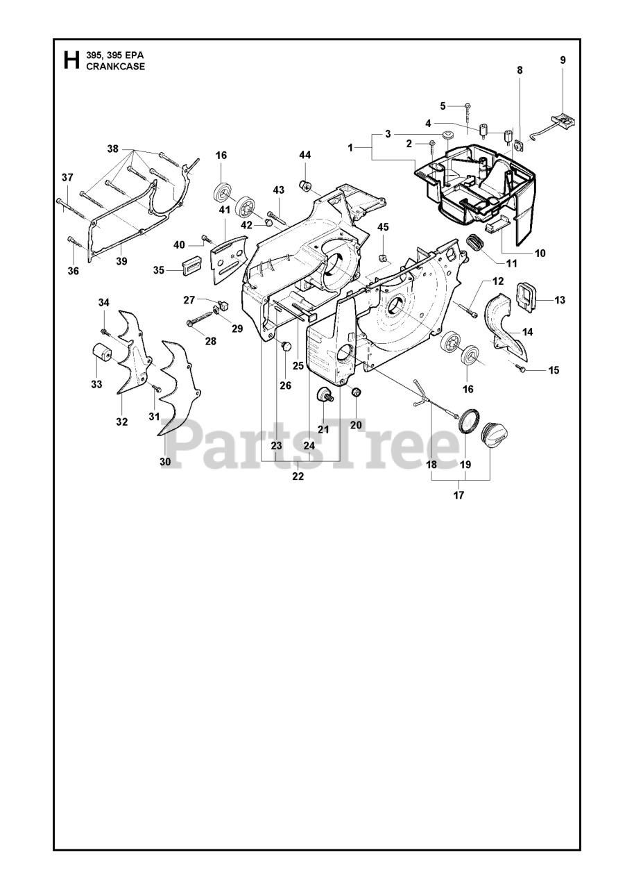 Husqvarna 395 XP/XPG Husqvarna Chainsaw CRANKCASE Parts Lookup with