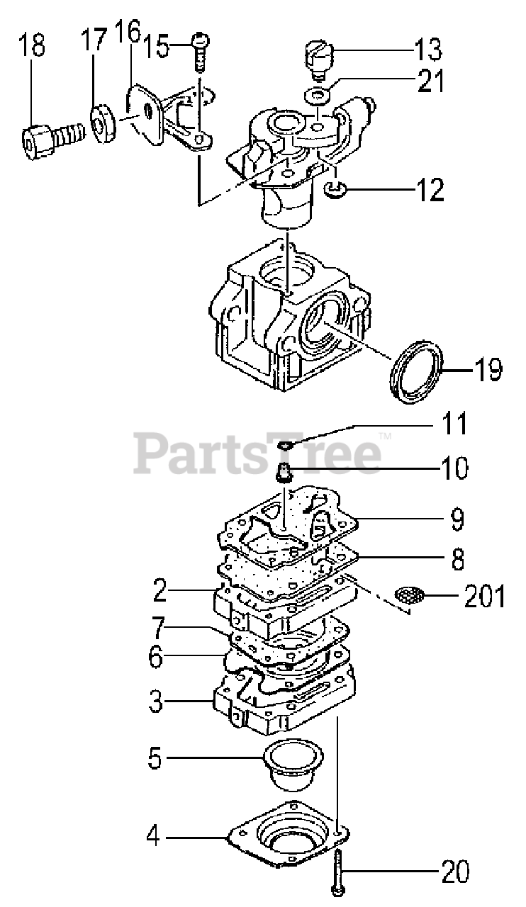 Tanaka TBC 340PF Tanaka Brush Cutter Carburetor Parts Lookup