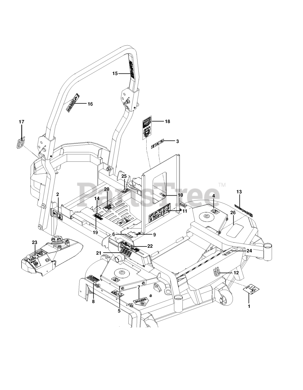Husqvarna PZT 54 (96661340201) Husqvarna ZeroTurn Mower (201208) DECALS Parts Lookup with