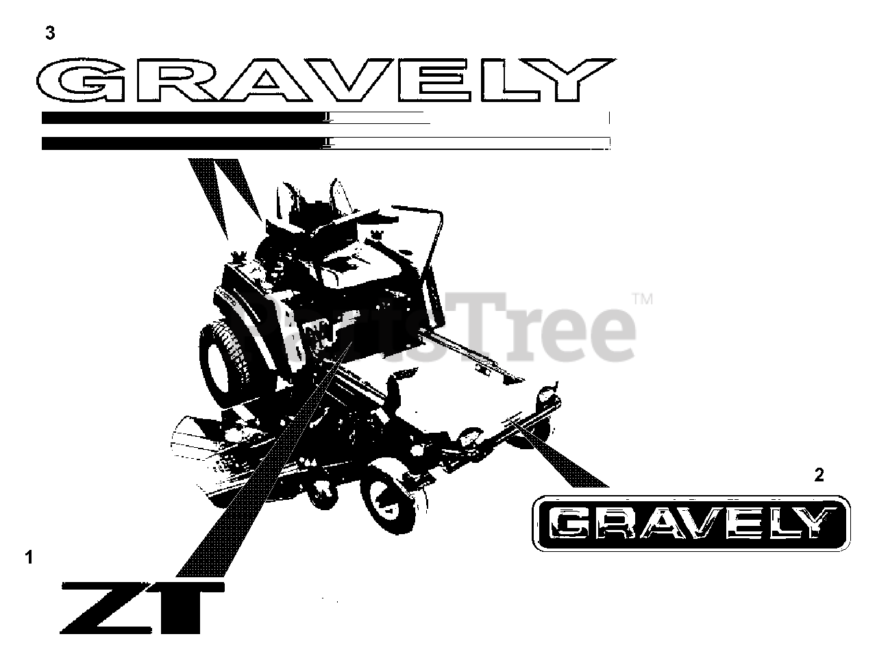 Gravely 915046 ZT 1944 Gravely 44 Zero Turn Mower 19hp Kohler SN 005000 009999 Decals Style Parts Lookup with Diagrams PartsTree