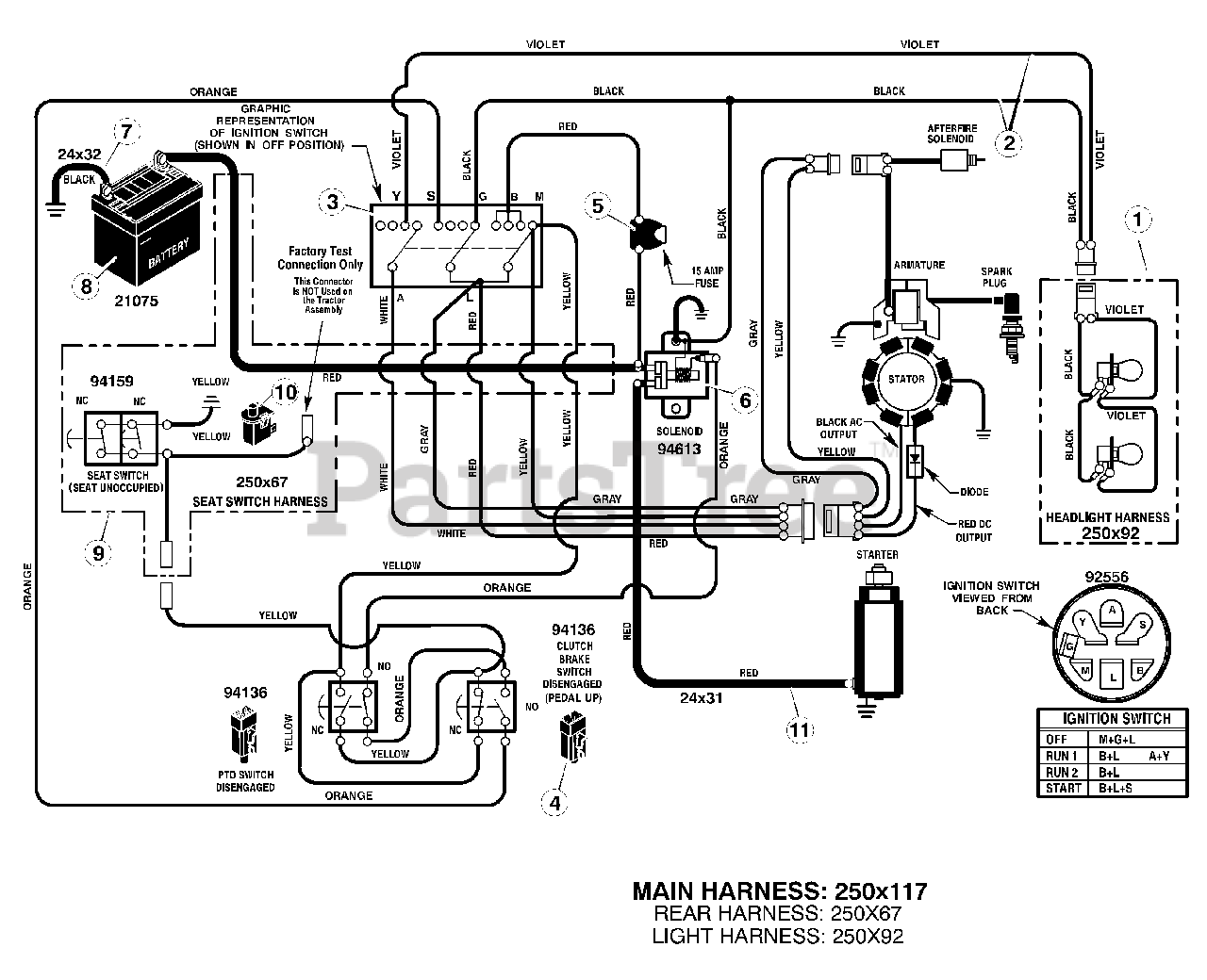 Murray 425620x92A Murray 42" Lawn Tractor (2004) Electrical System