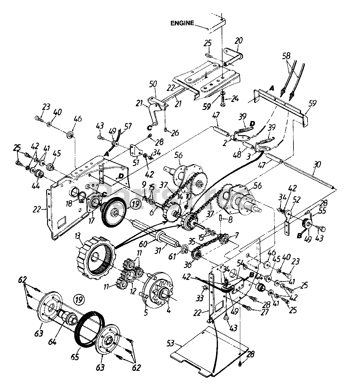MTD 313-612E000 - MTD Snow Thrower (1993) Shift Rod And Dog Assembly ...