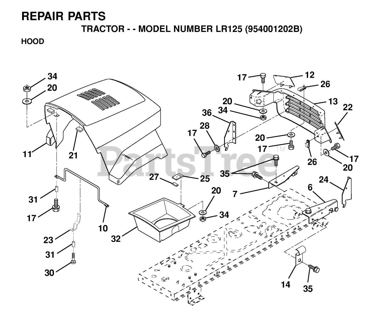 Husqvarna LR 125 (954001202B) Husqvarna Lawn Tractor (199503) HOOD