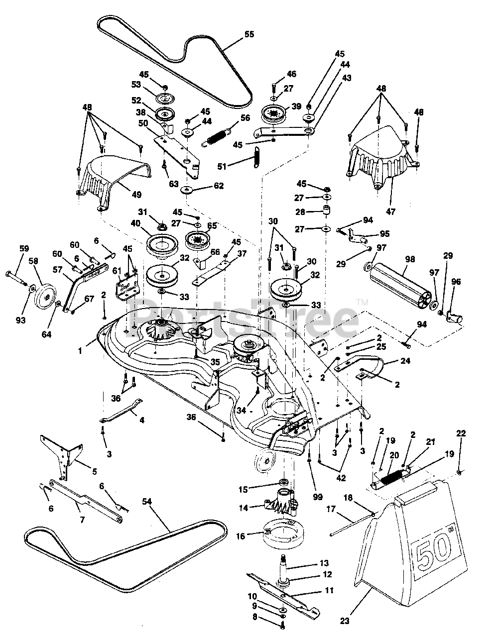 Poulan Pro Pp 22h50k Poulan Pro Lawn Tractor Mower Deck Parts Lookup