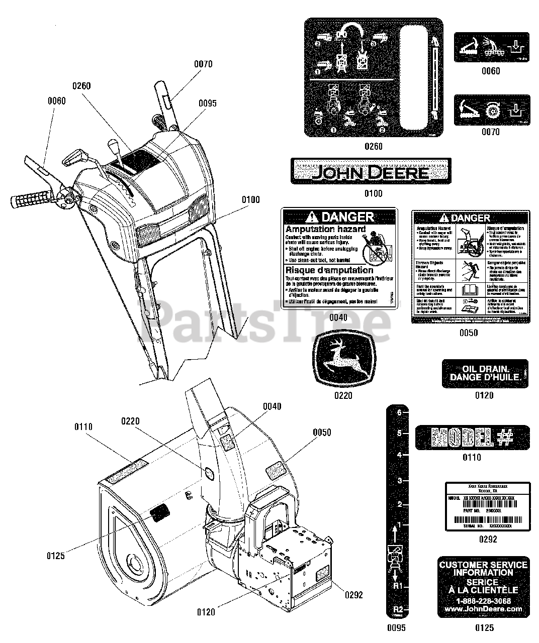 John Deere 1338 PE (1695790) John Deere 38" Snow Thrower (2010) Decal