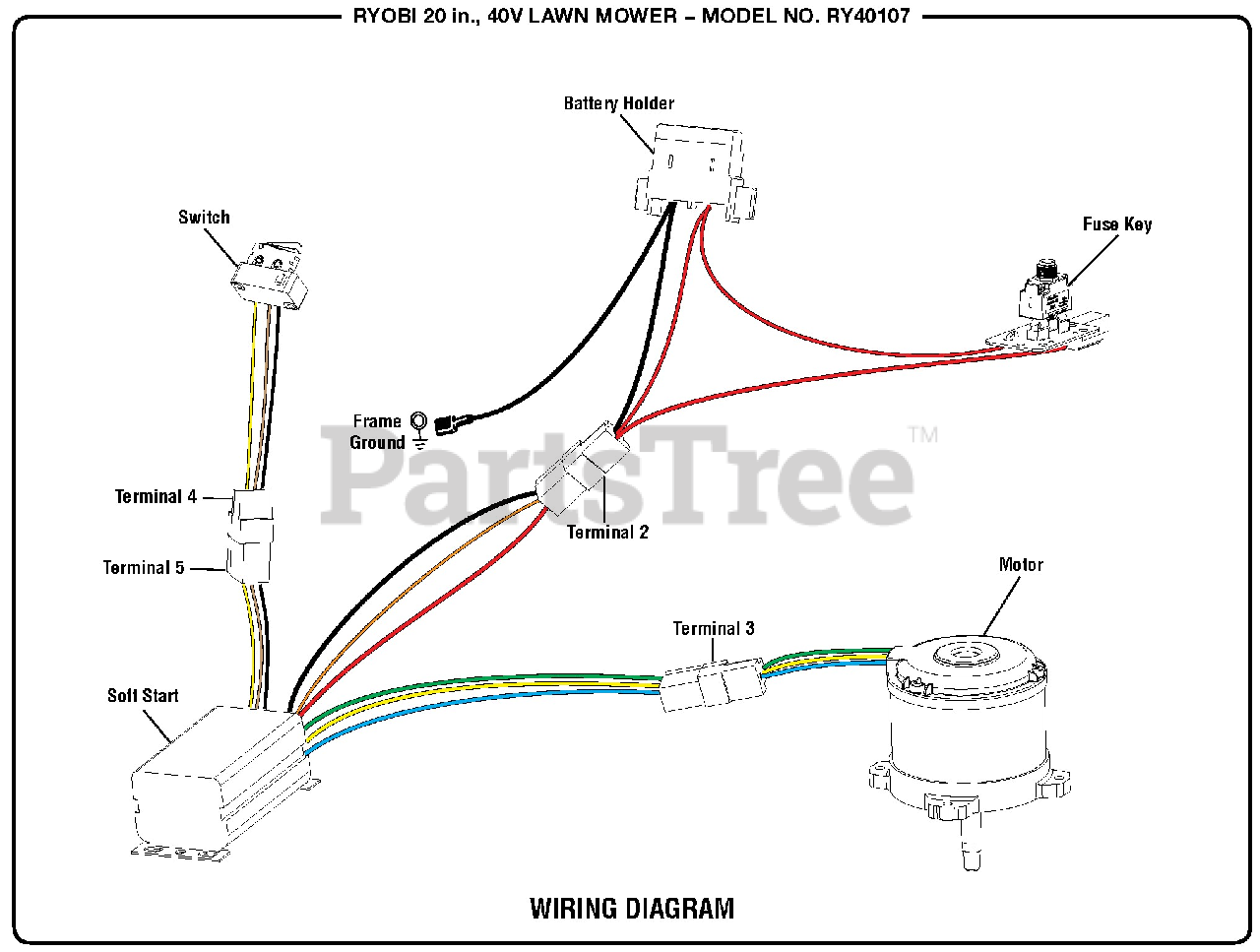 Ryobi Ry 40107 Ryobi Walk Behind Mower 40 Volt Wiring Diagram Parts Lookup With Diagrams Partstree