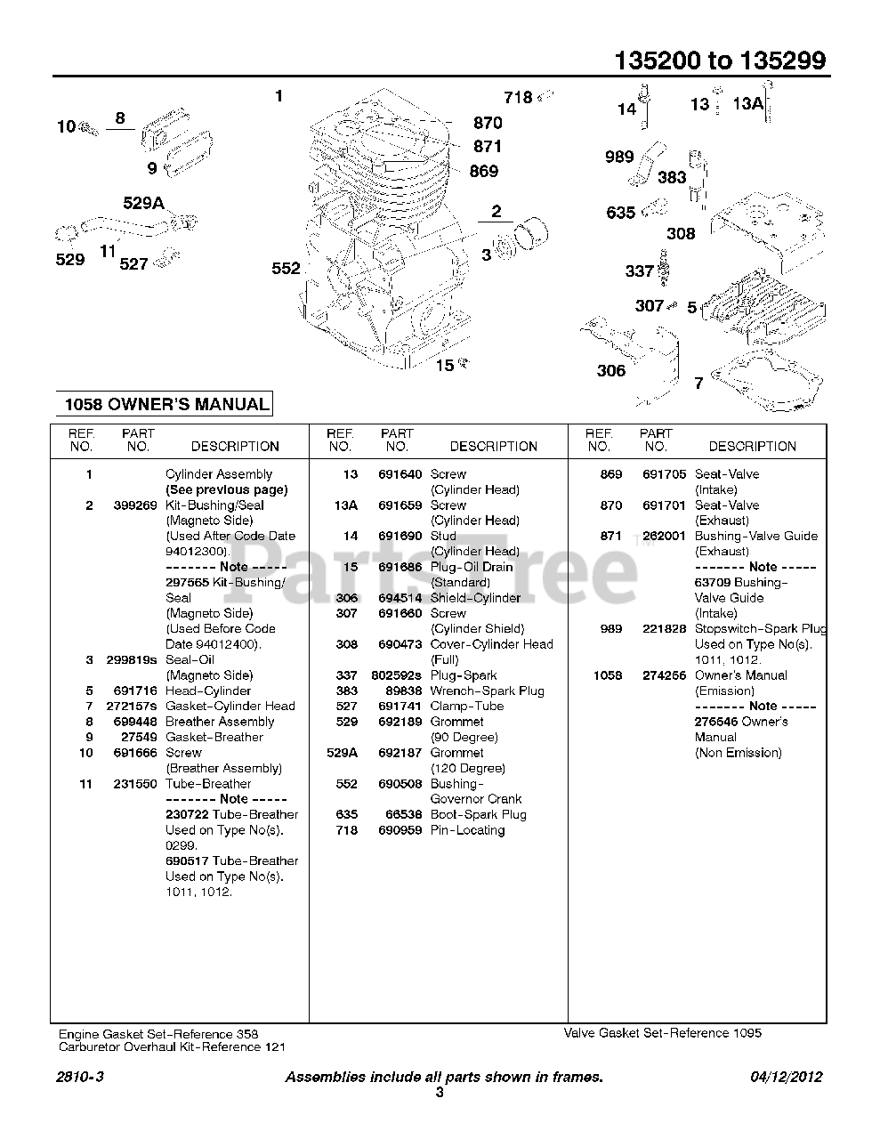Briggs & Stratton 135202013201 Briggs & Stratton Horizontal Engine