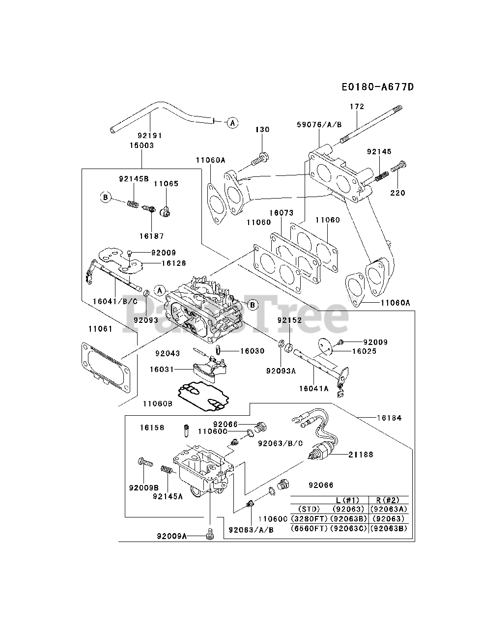 Kawasaki FH601D-DS01 - Engine CARBURETOR Parts Lookup Diagrams |