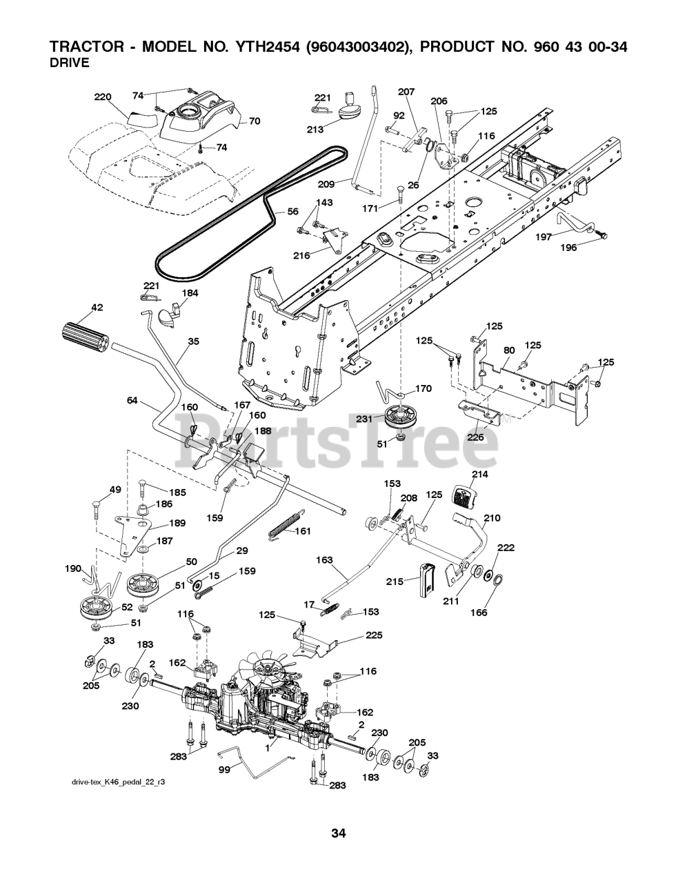Husqvarna YTH 2454 Husqvarna 54" Yard Tractor (200802) DRIVE Parts