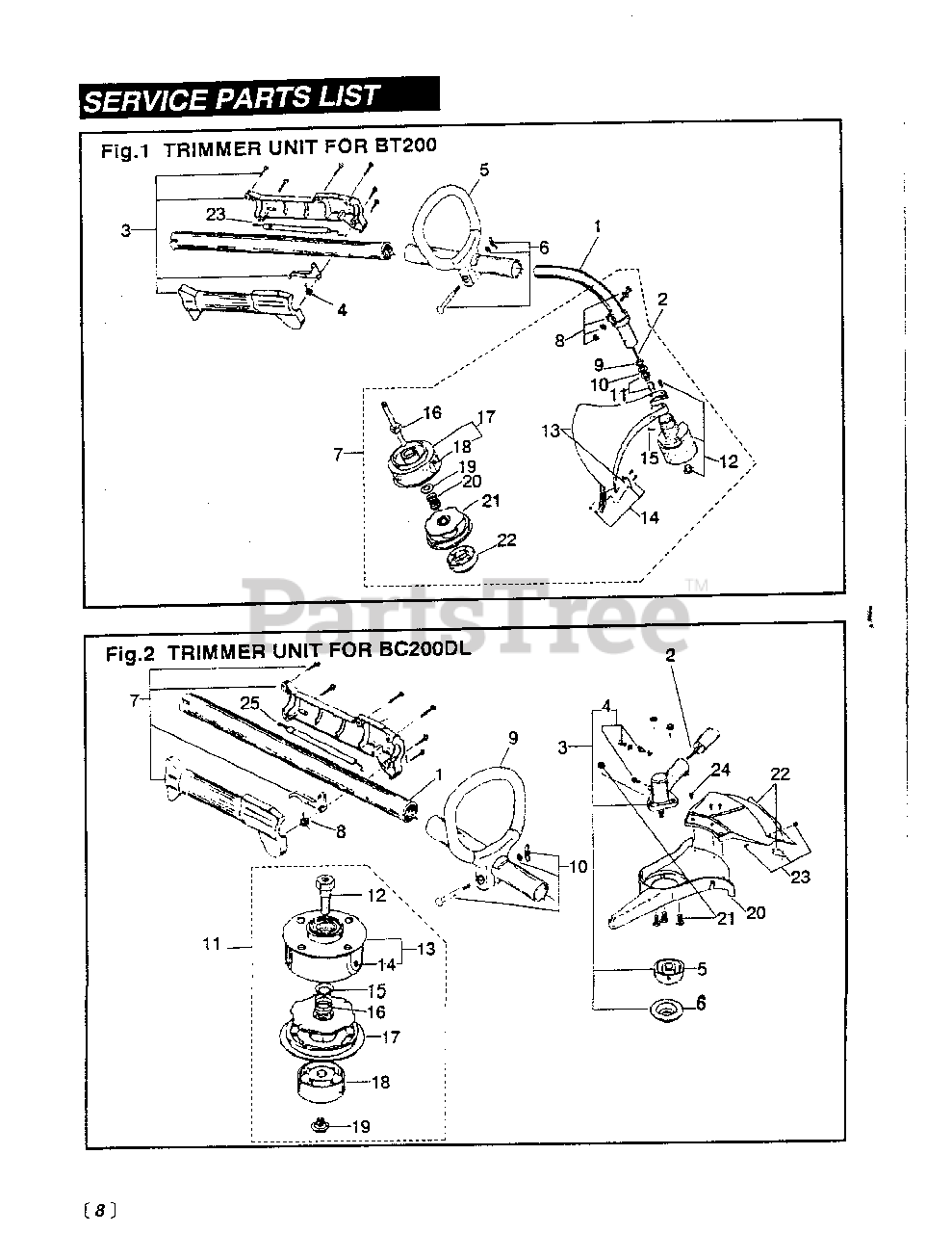 RedMax BT 200 RedMax Brush Trimmer (199209) 008 TRIMMER UNIT Parts