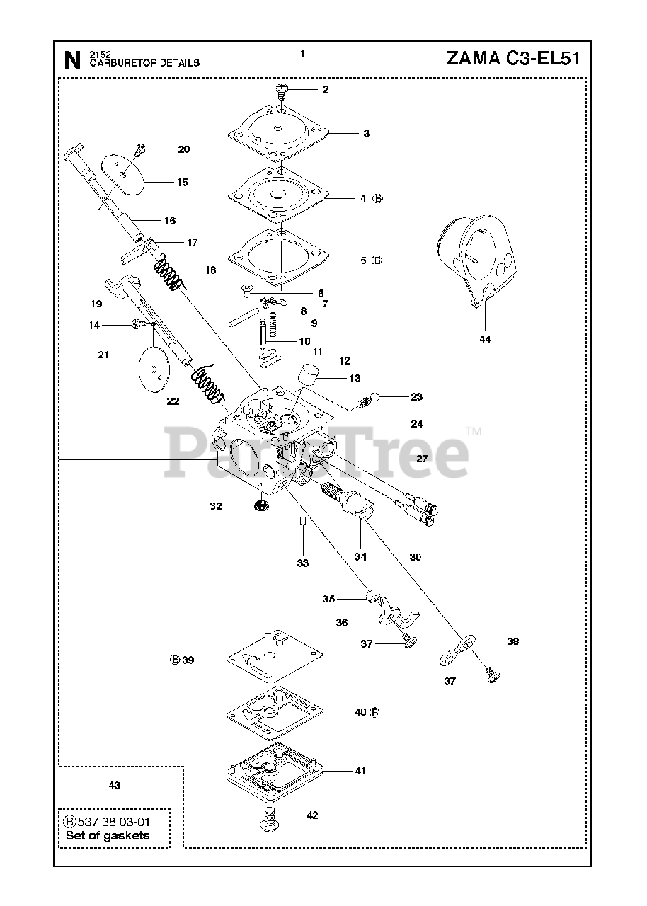 Jonsered CS 2152 Jonsered Chainsaw (201105) CARBURETOR DETAILS Parts