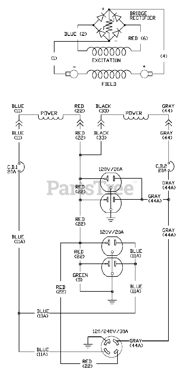 TroyBilt 19190 TroyBilt 5,500 Watt Portable Generator Wiring