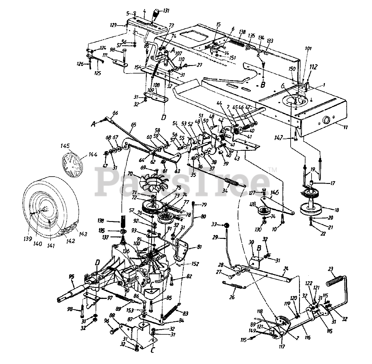 MTD 13A6698H033 - MTD Lawn Tractor (1998) (Ace Hardware) Drive/Wheels ...