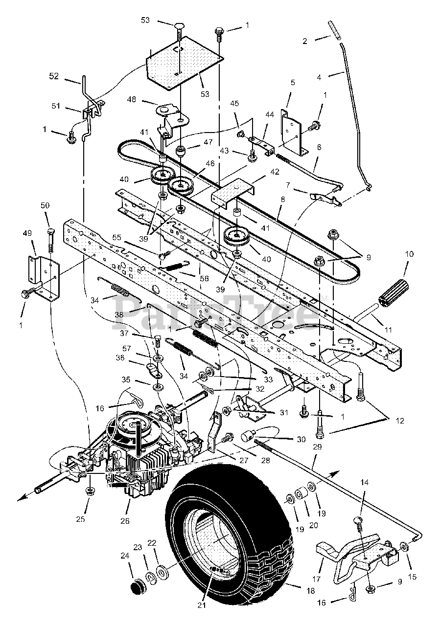 Scotts 42571x8D Scotts 42" Lawn Tractor (2001) Drive Assembly Parts Lookup with Diagrams
